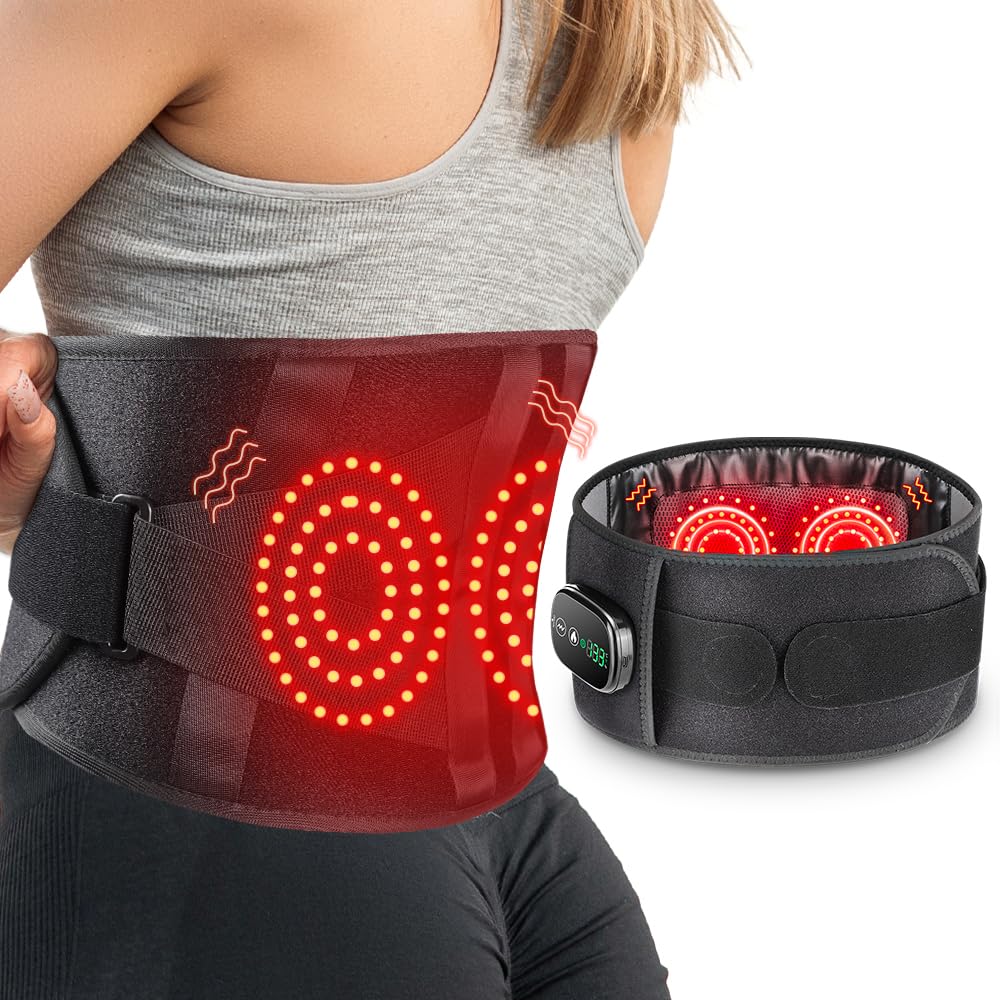 Photo 1 of OVIMAZ Red Light Therapy Belt for Body, Cordless Infrared Light Therapy Belt with Heating Vibration Massage, Portable Lower Back Massager for Back Shoulder Waist Red Light Therapy Wrap (Black)
