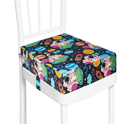 Toddler Booster Seat for Dining Table, Washable Thick Strong Support Portable Booster Chair for Toddlers Eating, Easy Cleaning Booster Seat Cushion Detachable with Adjustable Straps (Multicolour)