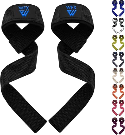 WFX Weight Lifting Straps Wrist Support Padded Neoprene Black