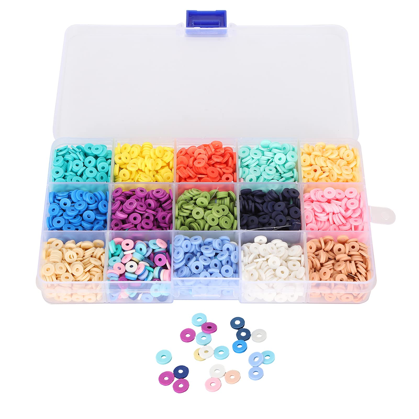 Clay Beads, Clay Beads Refill, Pottery Flat Beads, 240PCS 14 Colors Clay Round Beads for DIY for Earrings Polymer Clay Beads Clay Bead for Key Chains for Anklets