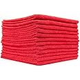 The Rag Company - All-Purpose Microfiber Terry Cleaning Towels - Commercial Grade, Highly Absorbent, Lint-Free, Streak-Free, Kitchens, Bathrooms, Offices, 300gsm, 16in x 16in, Red (12-Pack)