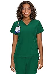 floralhue Scrub Tops for Women, Curved V-Neck Scrub