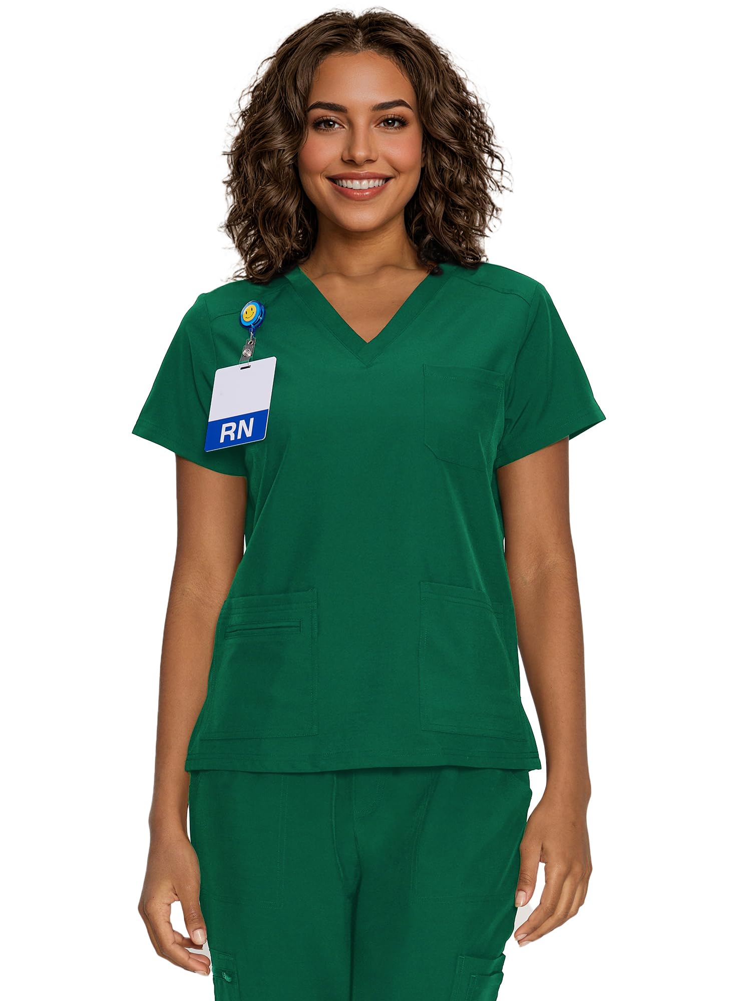 floralhue Scrub Tops for Women, Curved V-Neck Scrub