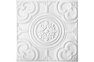 WOWSTAR 12-Pack 24"x24" Drop Ceiling Tiles, Waterproof Glue up Ceiling Panels, White