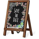 QUEENLINK Magnetic Chalkboard Sign with Stand, 9.5" x 14" Tabletop Wooden Framed Chalk Board, Small Desktop Menu Board for Ki