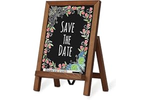 QUEENLINK Magnetic Chalkboard Sign with Stand, 9.5" x 14" Tabletop Wooden Framed Chalk Board, Small Desktop Menu Board for Ki