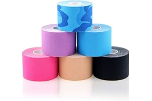 AUPCON Kinesiology Tape Elastic Kinesiology Therapeutic Athletic Tape Hypoallergenic Breathable Cotton Sports Muscle Tape Therapy Recovery Support for Knee Shoulder Ankle Elbow Shin Neck Splints