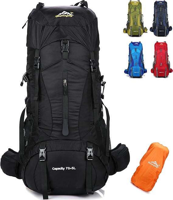 onyorhan 70L+5L Reiserucksack Trekkingrucksack Wanderrucksack Camping Kletterrucksack Bergsteigen Rucksack Herren Damen Fraue