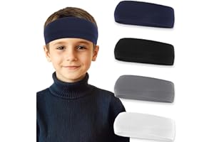 CIATBYYJ 4 Pcs Elastic Kids Sports Headbands Athletic Absorbing Sweat Headband Wicking Boys Girls Sweatbands Kids Sports Headbands for Football Basketball Running Tennis Baseball Running Gym