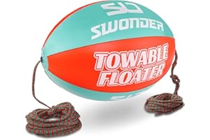 Swonder Boat Tubes Towable Ball, Larger Towable Tube Floater (42inx27in) with 60ft Rope for 1-4 Rider Towable Tubes for Boati