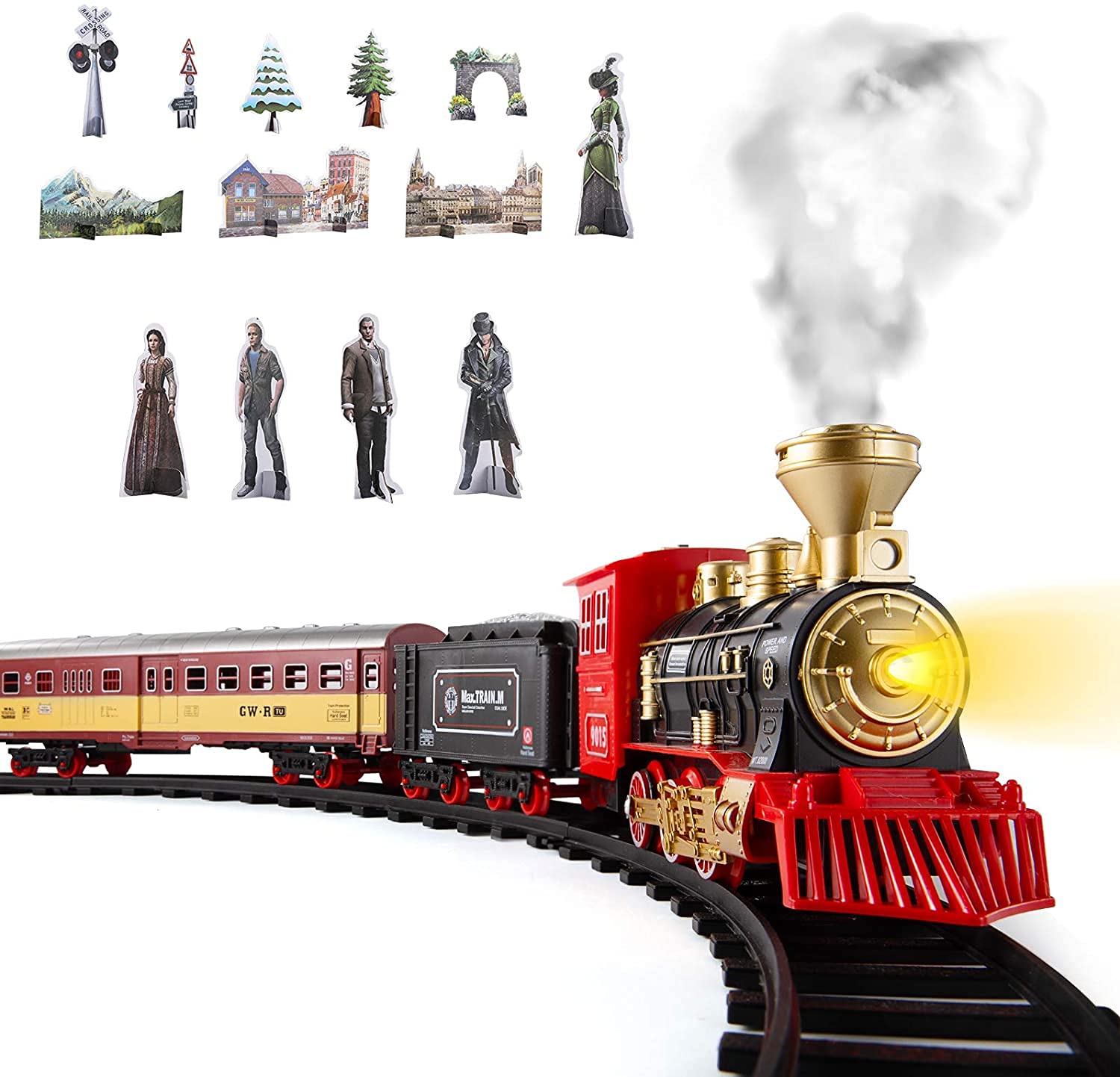 Mua SNAEN Train Sets with Steam Locomotive Engine, Cargo Car and Tracks ...