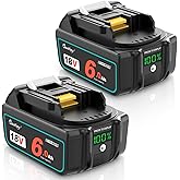 waitley 2Pack 18V 6.0Ah Replacement Battery Compatible with Makita BL1860B BL1860 BL1850B BL1850 BL1840 BL1830 Lithium-Ion Cordless Power Tools (Not Made in Makita)
