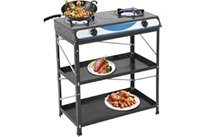 Propane Gas Stove 2 Burner Gas Stove with Removable Leg Stand Portable Gas Stove Black Auto Ignition Camping Dual Burner LPG 