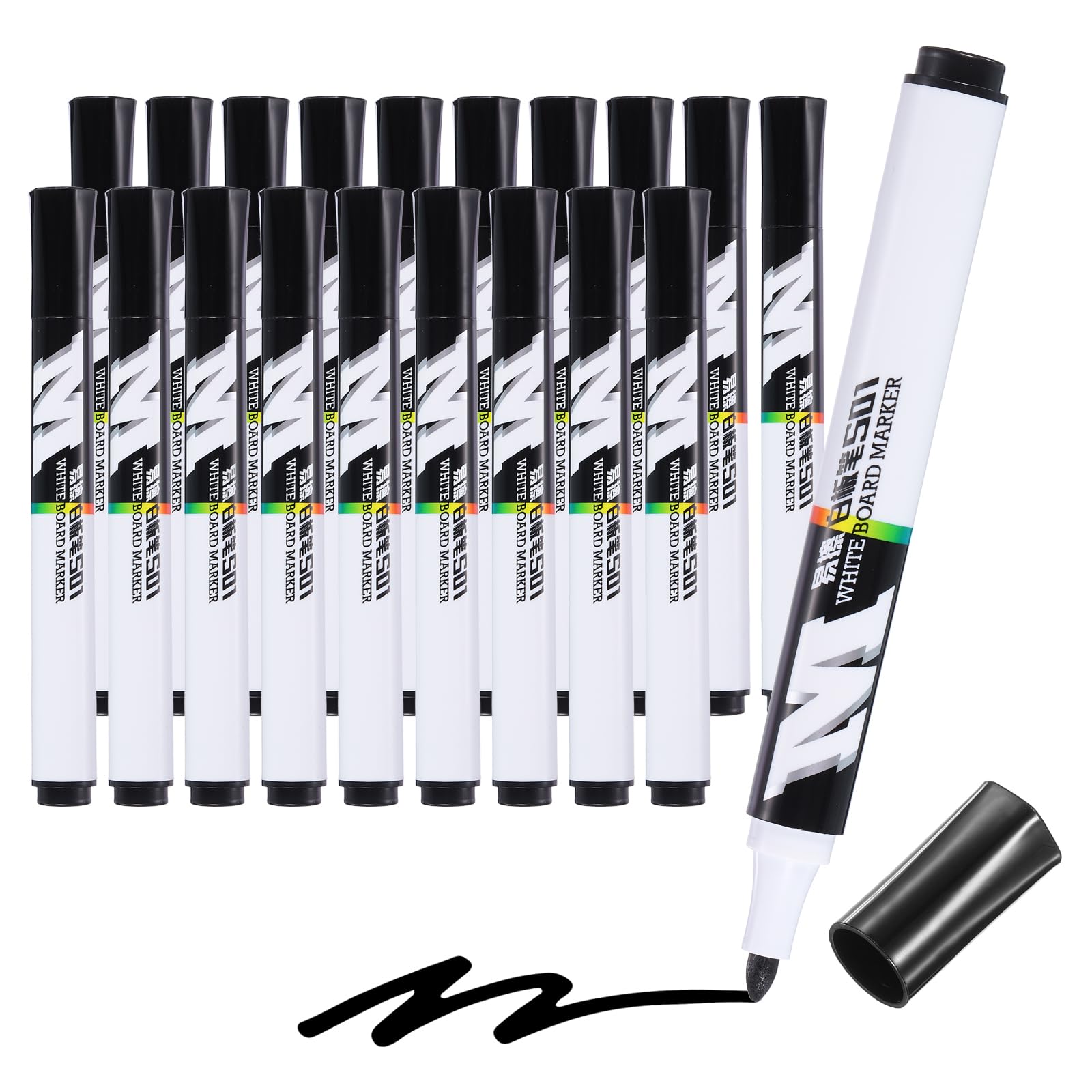 M&G Dry Erase Markers, 20 Pack Low Odor White Board Markers Whiteboard Marker Fine Tip Marking Pens for Classroom Office Meeting Home, Black