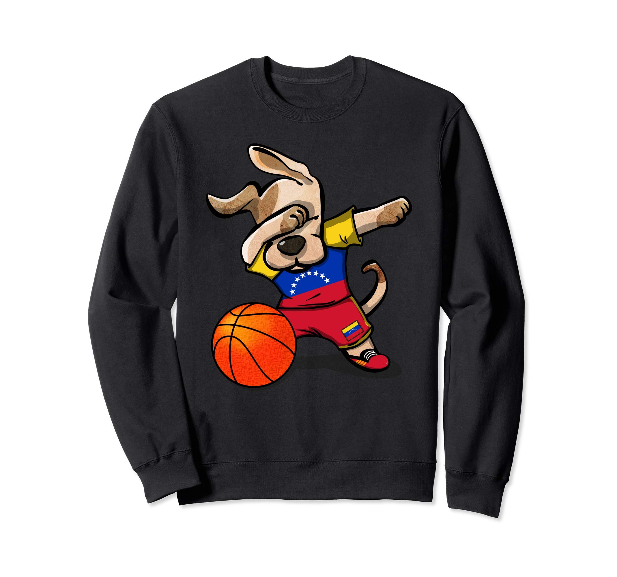 Funny Dabbing Dog Venezuela Basketball Venezuelan Flag Sport Sweatshirt