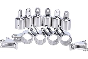 Amarine Made Bimini Top Hardware, 12 Pcs Bimini Top Fittings fits 1inch Od Round Tube, Stainless Steel Bimini Hardware Sets for Canopy