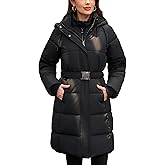 Haianguoji Women's Long Winter Puffer Coat Fleece Lining Waterproof Hooded Parka with Removable Belt