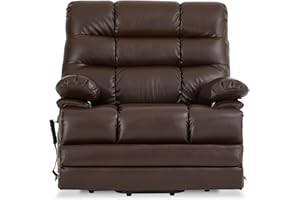 Irene House 9505L Big Tall Man Power Lay Flat Lift Recliner Extra Large Oversized Wide Heat Massage Dual Motor Up to 500 LBS Electric Chairs Bed,Extended Footrest(Faux Leather, Dark Brown)