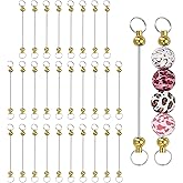 PATIKIL 30pcs Beadable Keychain Bar, Beadable Keychains Blanks Beaded Keychain Bar Bulk Key Chain Rod Making Charm for Beads Jewelry Making DIY Focal Bead Crafts Backpack, Gold