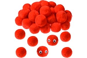 MIXTEACH 36 Pieces 2 Inch Red Pom Poms Valentine Faux Fur Pompom Ball Large Acrylic Pompoms Crafts Holiday Pom Balls Fluffy Plush Pompom for DIY Craft Valentines Day Costume Supplies Party Decorations