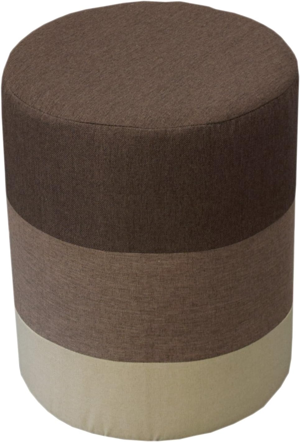 Rebecca Mobili Reposapiés Redondo de Color Beige, otomano tapizado