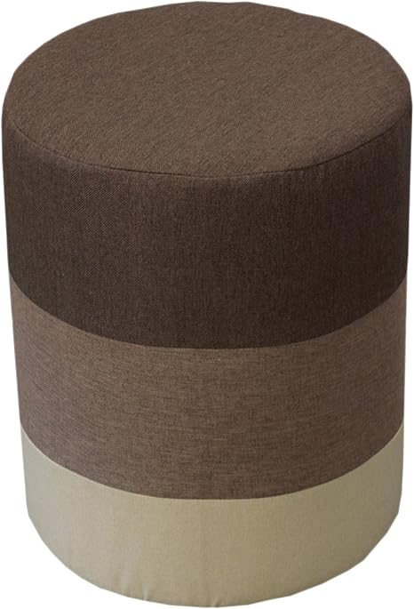 Rebecca Mobili Reposapiés Redondo de Color Beige, otomano tapizado