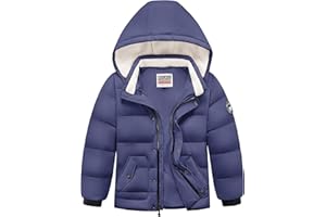 WULFUL Kids Boy's Winter Coat Detachable Hat Puffer Windbreaker Warm Cotton Jacket Parka Down Outdoor Coats