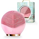 Bella Ciao Travel Silicone Facial Cleansing Brush, Face Exfoliator and Massager, Cordless Pore Scrubber with Soft Bristles, Double-Sided Design, IPX5 Water Resistance, Battery Not Included, Pink