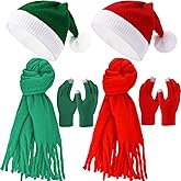 Panitay 2 Sets Christmas Hat Scarf Gloves Set Red Winter Warm Green Sets Include 2 Pcs Knitted Scarf 2 Pairs Touch Screen Santa Gloves 2 Pcs Hats for Women Men Xmas Party