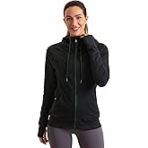 CRZ YOGA Women's Full Zip Hooded Sweatshirts Workout Sweat Jackets Slim Fit Running Track Hoodies with Thumbholes