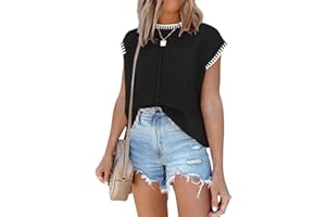 ETCYY NEW Waffle Knit Sweater Shirts for Women Cap Sleeve Summer Tops Basic Tank Tops