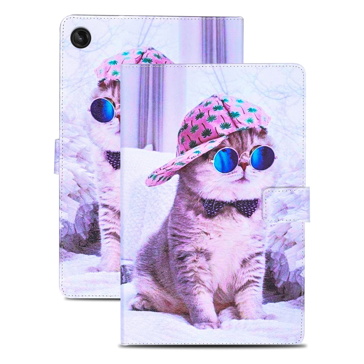 Auslbin Case für Lenovo M10 3rd Gen 10.1" PU Leather Stand Function Case Magnetic Tablet Cover für Lenovo Tab M10 3rd Generation 2022 10.1 Inch - Hat cat