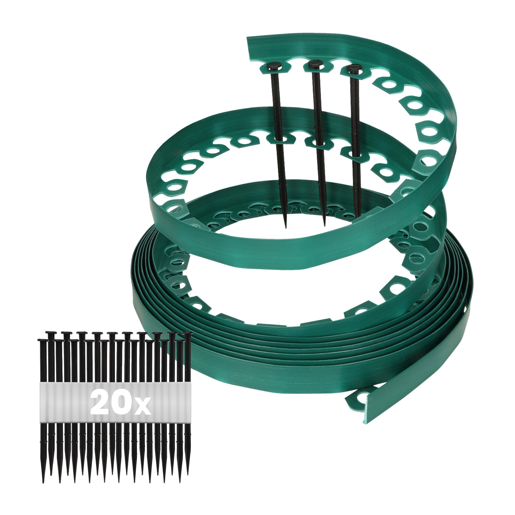 GARDENIX Lawn Edging 4cm high - 33ft long Green Flexible Garden Edging Border with Easy Dig Installation & Reinforced Plastic Pegs, Ideal for Flowerbeds, Lawn, Grass, Pavement - Easy to Cut