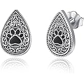 Dreamboat Pet Paw Print Stud Earrings for Women Men 925 Sterling Silver Celtic Knot Earring Dog Paw Footprint Fashion Jewelry Gifts