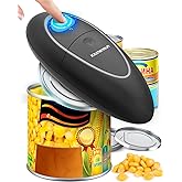 KITCHENMUH One Touch Electric Can Opener Fits All Can Sizes for Seniors with Arthritis, Battery Operated Can Opener with Smooth Edge, Food Safe Automatic Can Opener for Kitchen (Black+Grey)