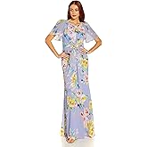Adrianna Papell Women's Floral Chiffon Beaded Gown