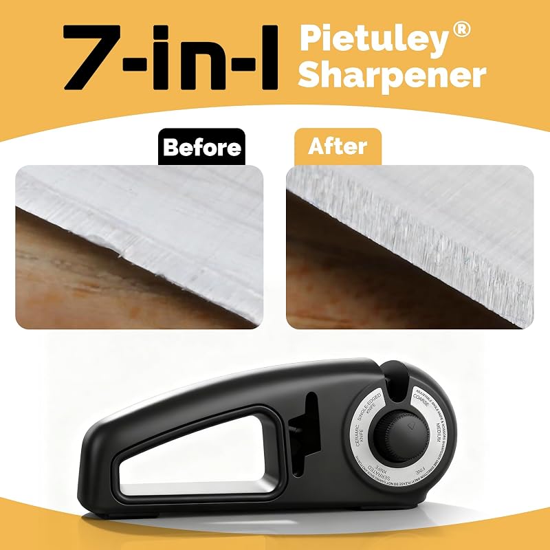 Affilacoltelli Professionale 7 in 1, Affila Coltelli da Cucina, Affilatore per Coltelli, Knife Sharpener, Seghettati Ceramici Affila Forbici, Affilacoltelli Manuale, Affilatrice Coltelli