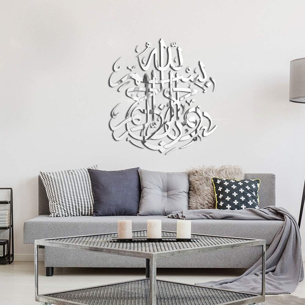 CDZJP Wall Stickers/Muslim Bedroom Acrylic Mirror Decoration/Living Room Decoration Stickers/Environmentally Friendly Detachable Wall Stickers,Silver