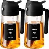 SWEET VIEW 2 Pack Olive Oil Spray Bottle 470ml 2 in 1 Glass Dispenser