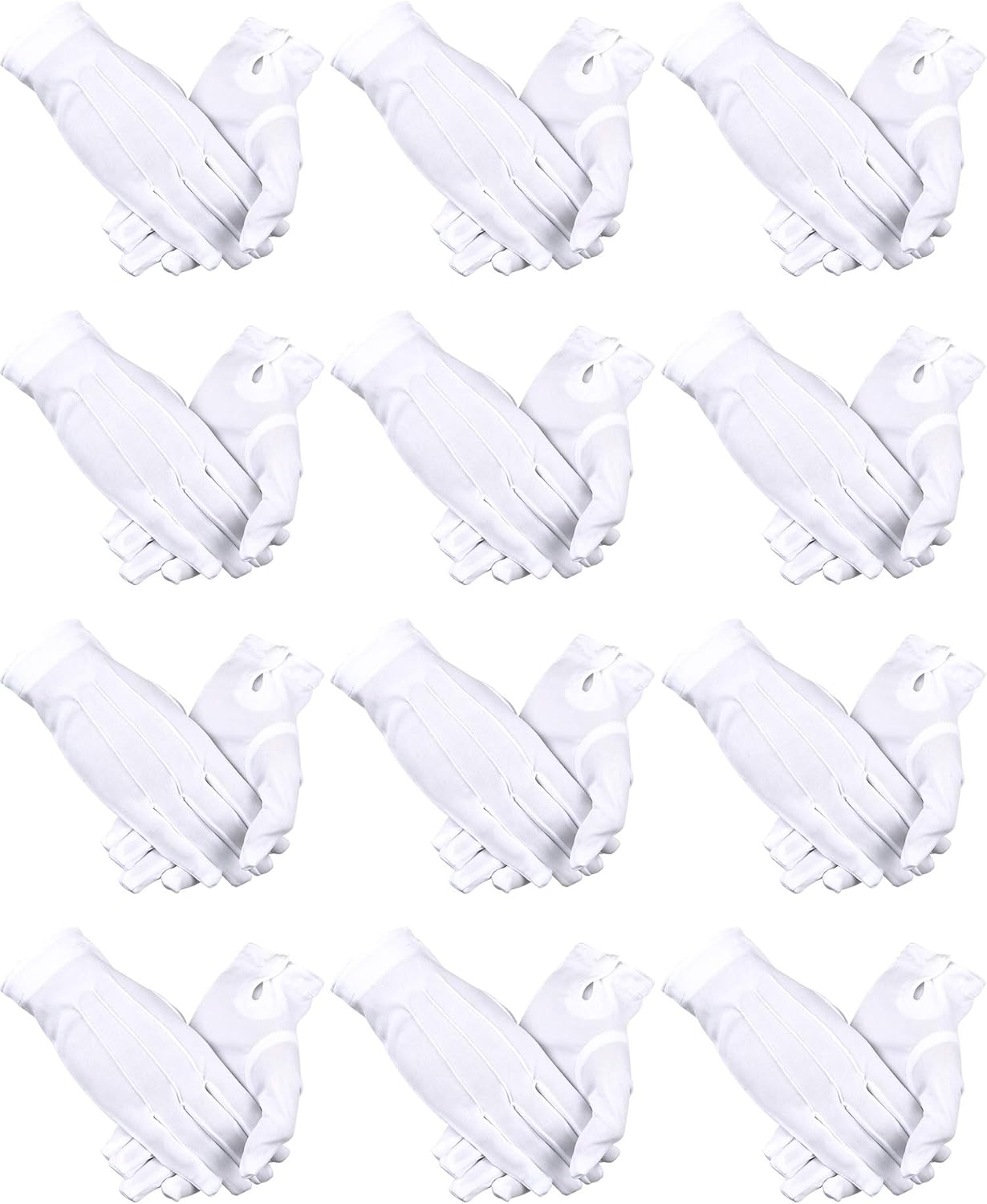 12 Pairs Uniform Gloves Spandex White Dress Gloves for Parade Formal Guard Costume: Clothing