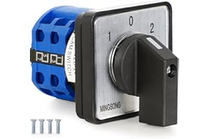 MINGSONG Rotary Changeover Switch Manual Transfer Switch MSW26-20 3 Positions 8 Terminals 2 Phase Universal Rotary Selector Switches 660V 20A