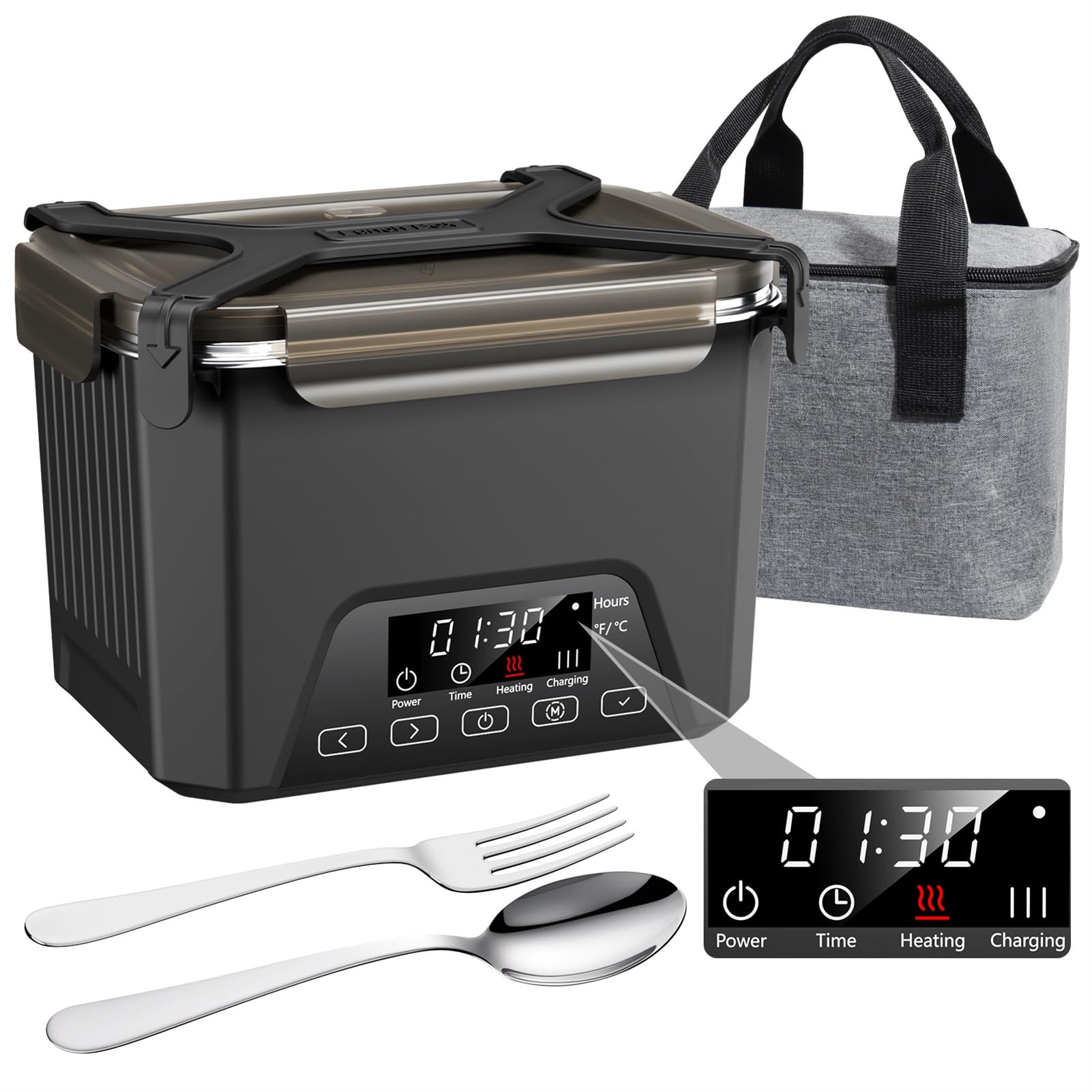 Photo 1 of Cordless Electric Lunch Box, 1.2L Self Heating Lunch Box Battery Powered with Automatic Heating, BPA Free, Meal Prep Friendly, Portable Food Warmer for Work, Construction, Truck & Travel (Black)