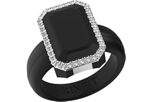 Rinfit Women's Silicone Wedding Band - Promise Rings for Her - Emerald Cut with Cubic Zirconia - Patented Design