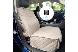 Bark Lover Deluxe Dog Seat Cover for Front Seat-More Durable Waterproof Front Seat Protector, High Heat Resistant and Nonslip Front Seat Cover for Dogs Kids, Universal Size (Beige)