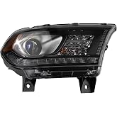 TRQ Passenger Side Headlight Halogen Black Bezel Assembly | For 2014-2015 Dodge Durango With LED Daytime Running Light CH2503304