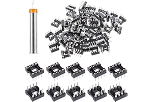 DKARDU 50 pcs Round DIP IC Socket 2.54 mm Pitch 8 Pin IC Socket Adaptor Round Hole Type Not Easy to Break,with tin Wire Pen for Electronics Experiment DIY