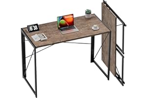 Coavas Folding Desk No Assembly Required, 39.4 inch Writing Computer Desk Space Saving Foldable Table Simple Home Office Desk,Brown