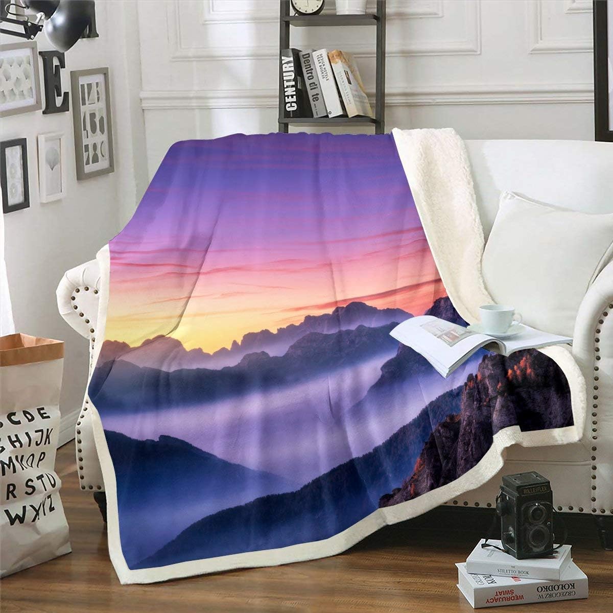 Erosebridal Smoky Mountain Fleece Blanket, Rolling Mountain