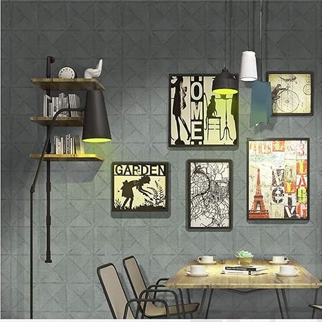 Amazon Co Jp 幾何学的な壁紙レトロ北欧の衣料品店のレストランのカフェの理髪店の産業風シンプルなスタイルのサブ壁紙 Color Gray ホーム キッチン