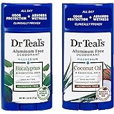 Dr. Teals Deodorant Variety Gift Set (2 Pack, 2.65oz Ea.) - Eucalyptus, & Coconut Oil - Essential Oils, Shea Butter & Magnesium Help Absorb Moisture & Keep Skin Clean & Healthy